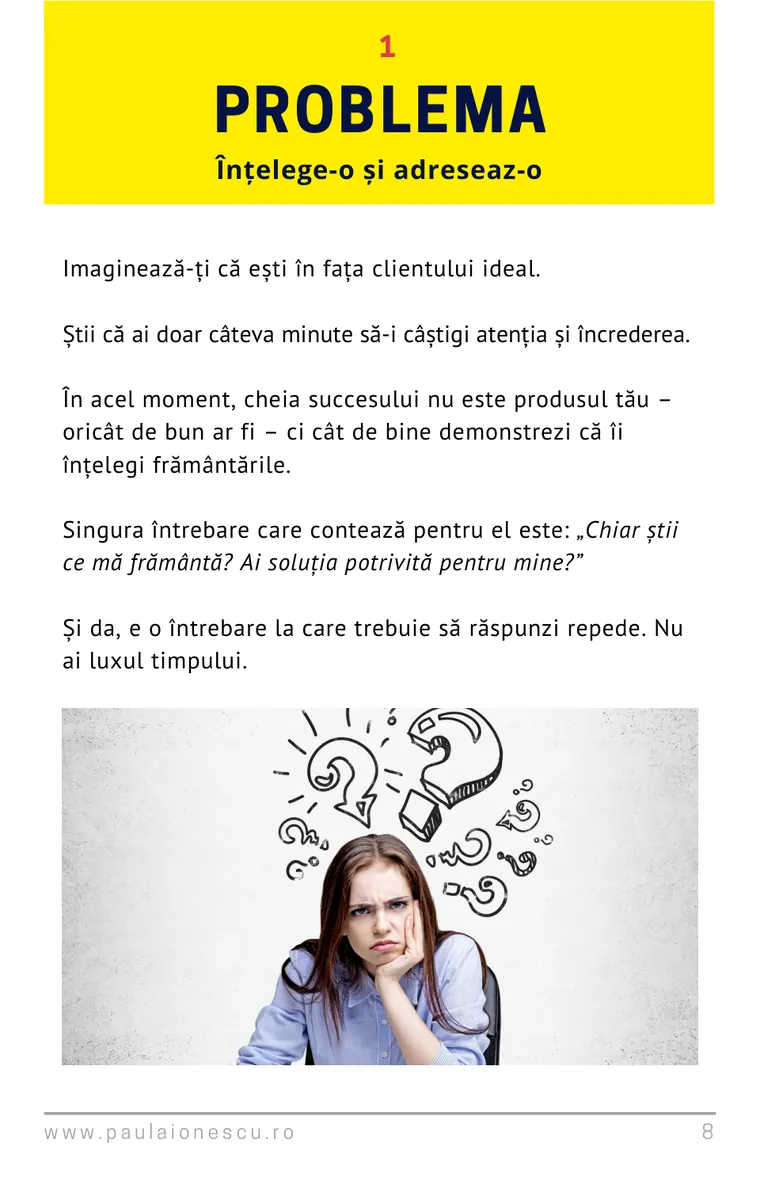 Pagina de deschidere a capitolului „Problema” din ghidul PICUR